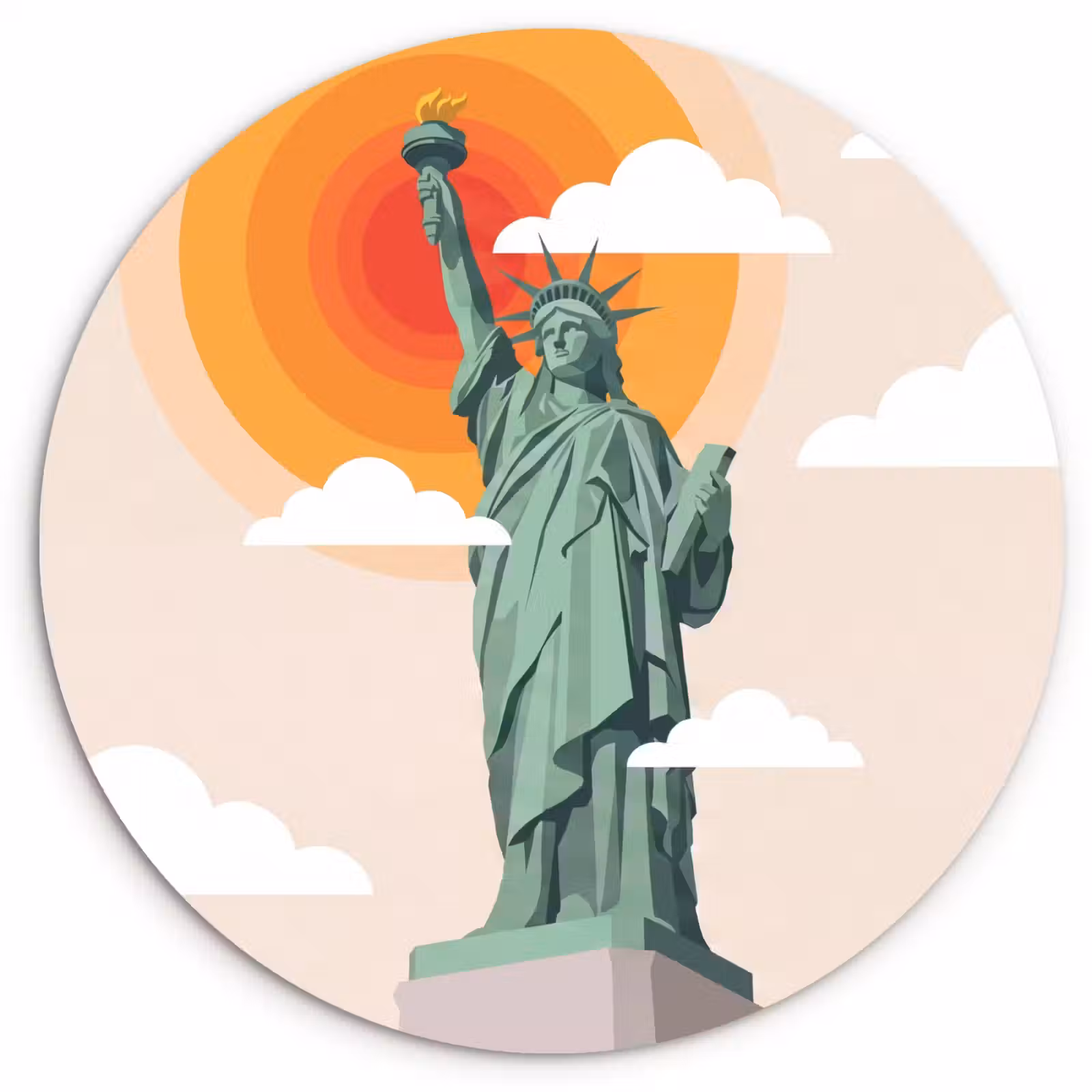 Wandcirkel - Glas - Vrijheidsbeeld - New York - Zon - Modern — 1