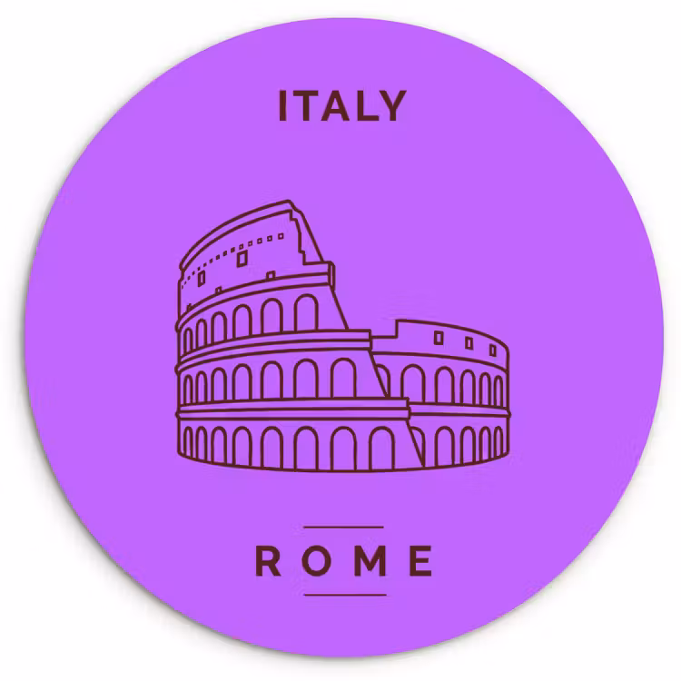 Wandcirkel - Glas - Architectuur - Colosseum - Rome - Minimalistisch - Paars — 1