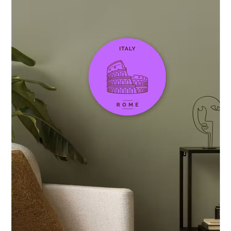 Wandcirkel - Glas - Architectuur - Colosseum - Rome - Minimalistisch - Paars — 3