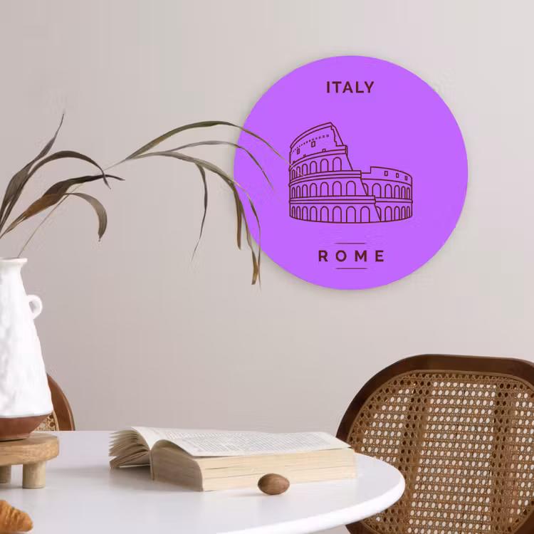 Wandcirkel - Glas - Architectuur - Colosseum - Rome - Minimalistisch - Paars — 4