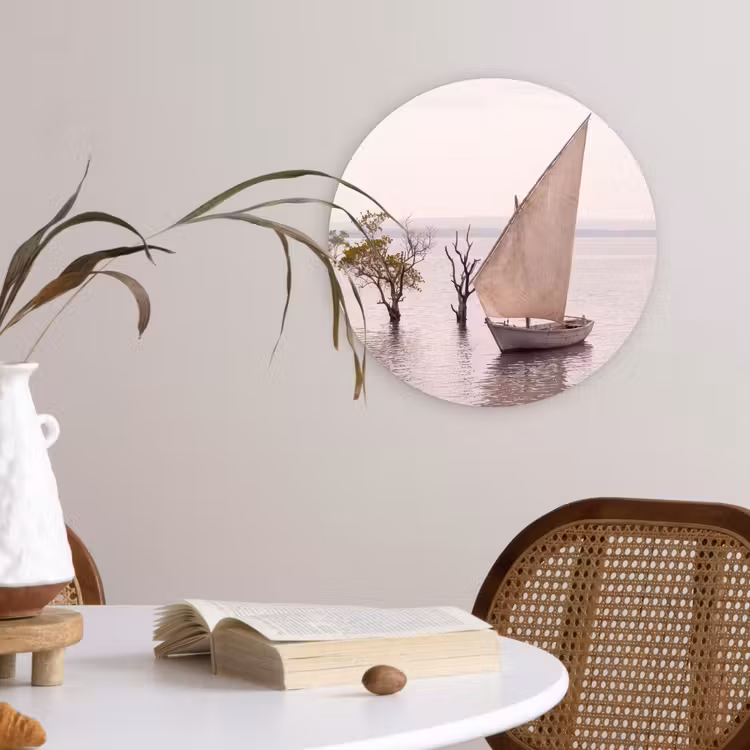 Wandcirkel - Glas - Boot - Zeil - Water - Tropisch - Natuur — 4