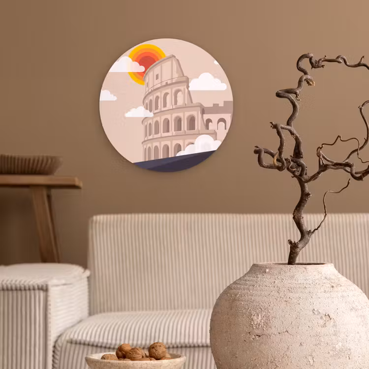 Wandcirkel - Glas - Colosseum - Zonsopgang - Rome - Architectuur - Beige — 2