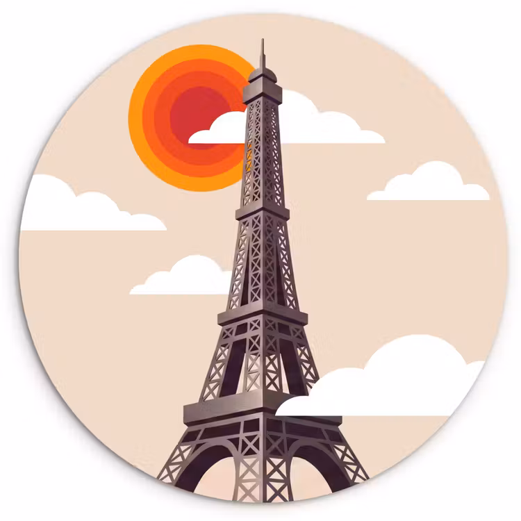 Wandcirkel - Glas - Eiffeltoren - Zon - Architectuur - Abstract - Beige — 1