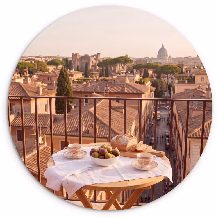 Wandcirkel - Glas - Eten - Ontbijt - Balkon - Stad - Zonsopgang — 1