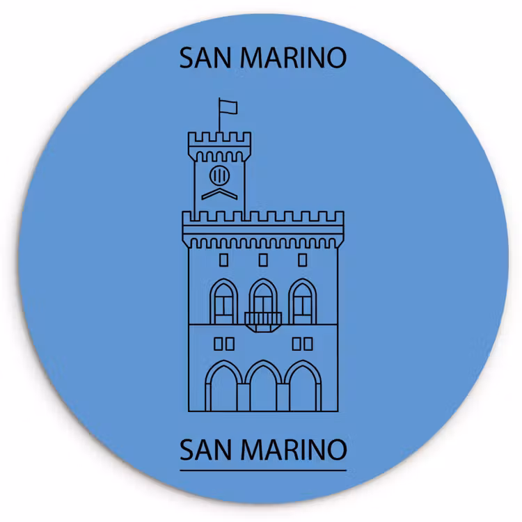 Wandcirkel - Glas - Gebouw - San Marino - Architectuur - Lijntekening - Blauw — 1
