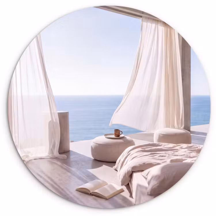 Wandcirkel - Glas - Interieur - Zeezicht - Modern - Rust - Beige — 1