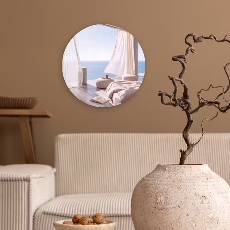 Wandcirkel - Glas - Interieur - Zeezicht - Modern - Rust - Beige — 2