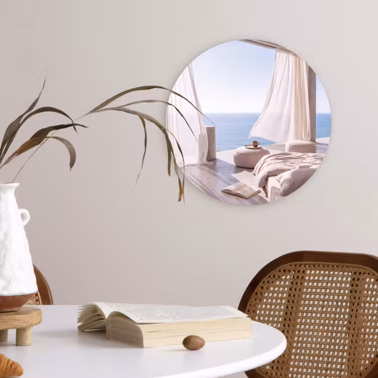 Wandcirkel - Glas - Interieur - Zeezicht - Modern - Rust - Beige — 4