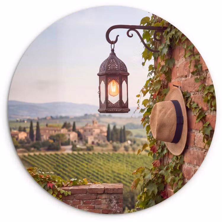 Wandcirkel - Glas - Lantaarn - Wijngaard - Landschap - Italiaans — 1