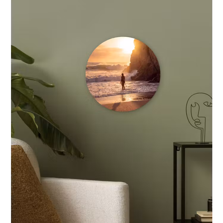 Wandcirkel - Glas - Mensen - Oceaan - Zonsondergang - Kust - Goud — 3