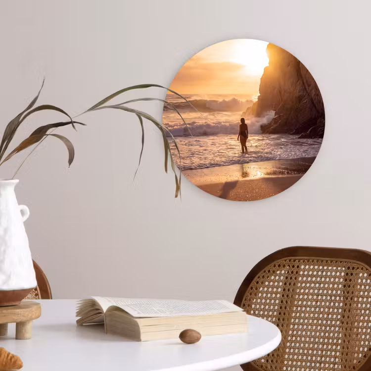 Wandcirkel - Glas - Mensen - Oceaan - Zonsondergang - Kust - Goud — 4