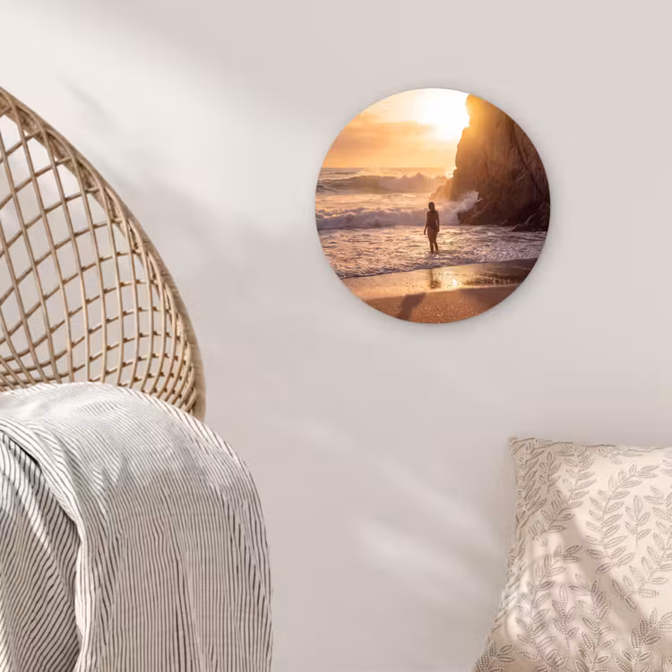 Wandcirkel - Glas - Mensen - Oceaan - Zonsondergang - Kust - Goud — 5