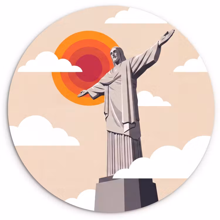 Wandcirkel - Glas - Monument - Stad - Zonsondergang - Minimalistisch - Oranje — 1