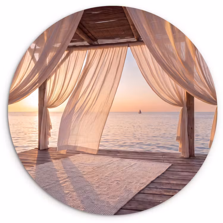 Wandcirkel - Glas - Overkapping - Zee - Zonsondergang - Vakantie - Rust — 1