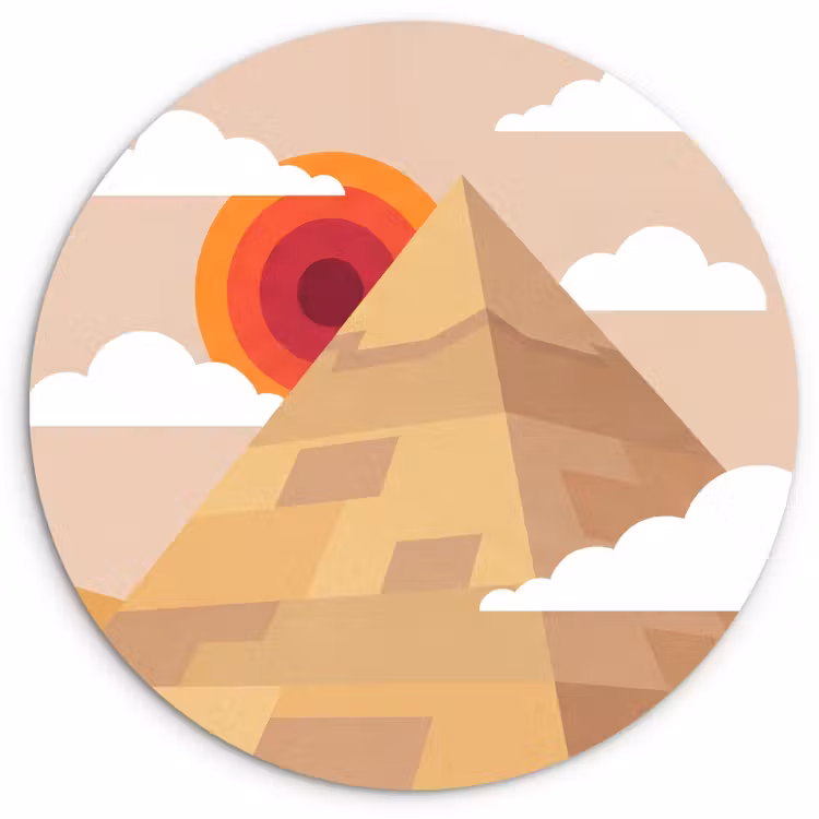 Wandcirkel - Glas - Piramide - Zon - Woestijn - Modern - Oranje — 1