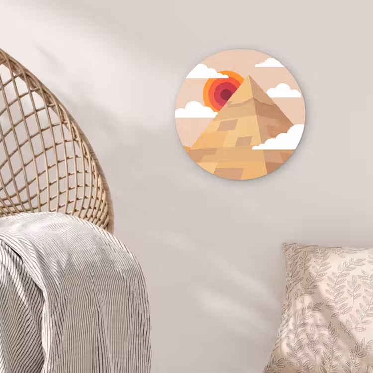 Wandcirkel - Glas - Piramide - Zon - Woestijn - Modern - Oranje — 5