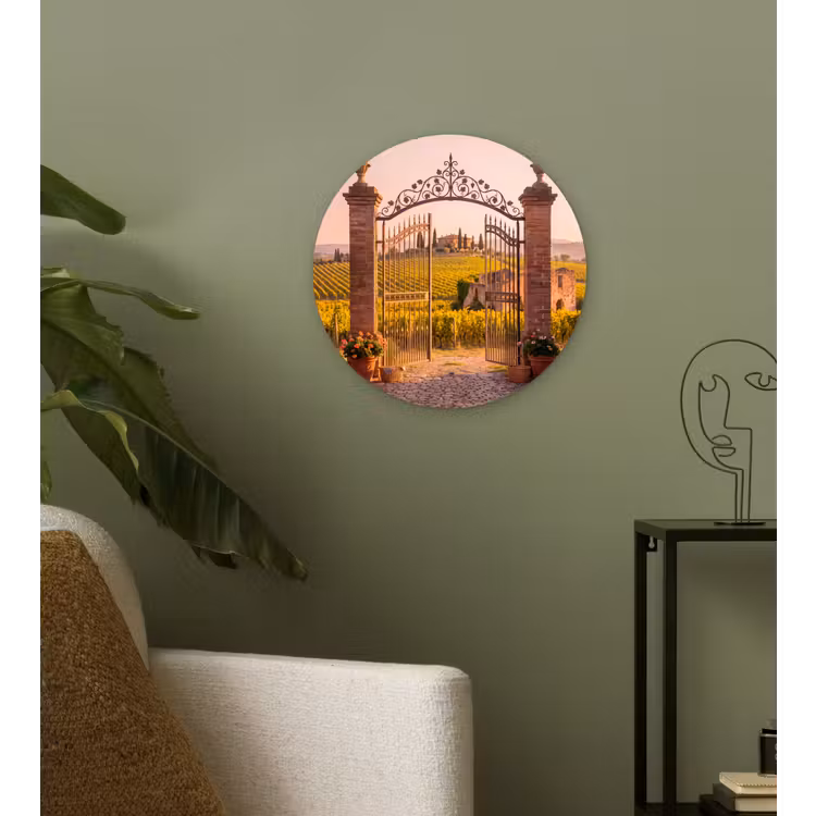 Wandcirkel - Glas - Poort - Landschap - Platteland - Zonlicht - Warm — 3