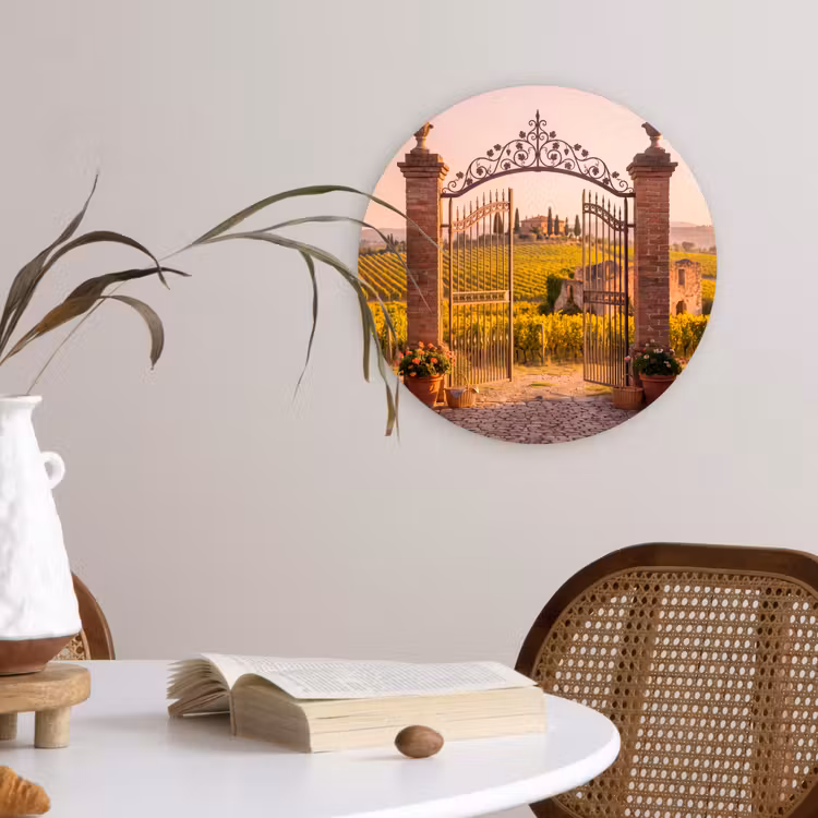Wandcirkel - Glas - Poort - Landschap - Platteland - Zonlicht - Warm — 4
