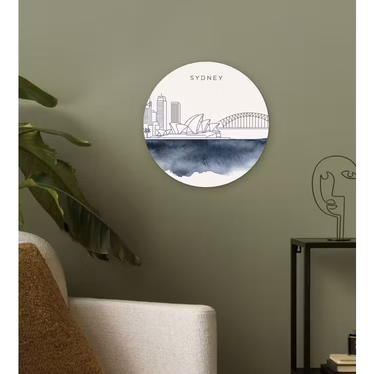 Wandcirkel - Glas - Stad - Skyline - Architectuur - Minimalistisch - Blauw — 3