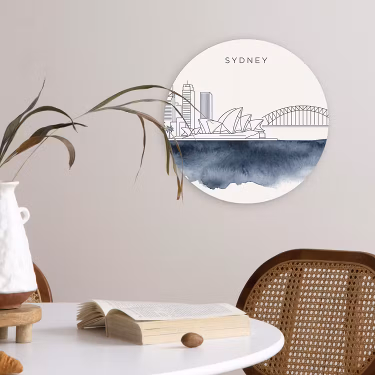 Wandcirkel - Glas - Stad - Skyline - Architectuur - Minimalistisch - Blauw — 4