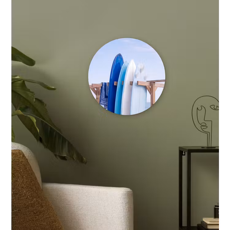 Wandcirkel - Glas - Surfplank - Strand - Zomer - Blauw - Water — 3