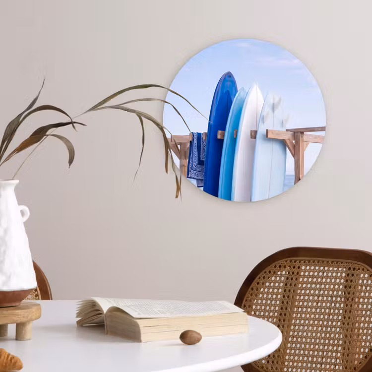 Wandcirkel - Glas - Surfplank - Strand - Zomer - Blauw - Water — 4
