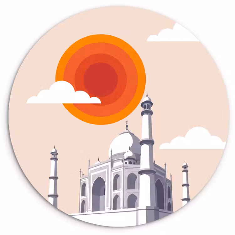 Wandcirkel - Glas - Taj Mahal - Zon - Koepel - Architectuur - India - Grafisch — 1