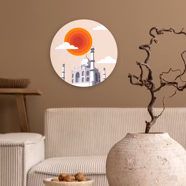 Wandcirkel - Glas - Taj Mahal - Zon - Koepel - Architectuur - India - Grafisch — 2