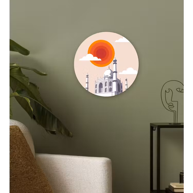 Wandcirkel - Glas - Taj Mahal - Zon - Koepel - Architectuur - India - Grafisch — 3