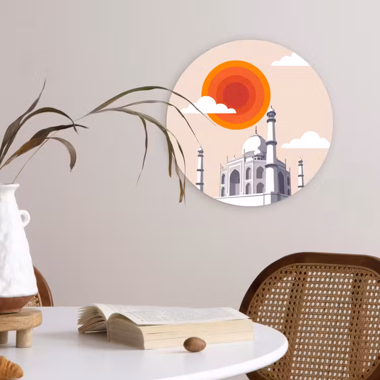 Wandcirkel - Glas - Taj Mahal - Zon - Koepel - Architectuur - India - Grafisch — 4