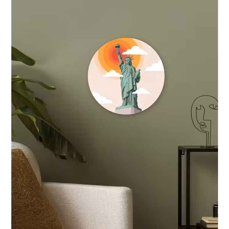 Wandcirkel - Glas - Vrijheidsbeeld - New York - Zon - Modern — 3