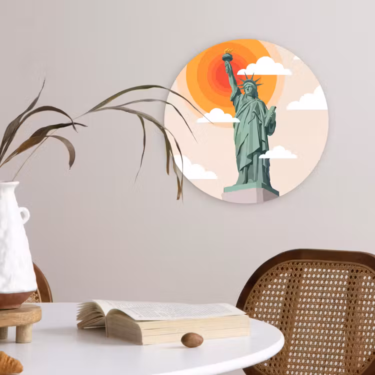 Wandcirkel - Glas - Vrijheidsbeeld - New York - Zon - Modern — 4