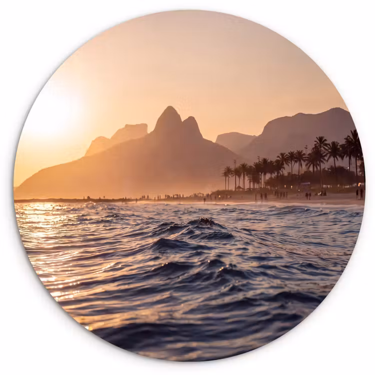 Wandcirkel - Glas - Zee - Golven - Zonsondergang - Kust - Goud — 1