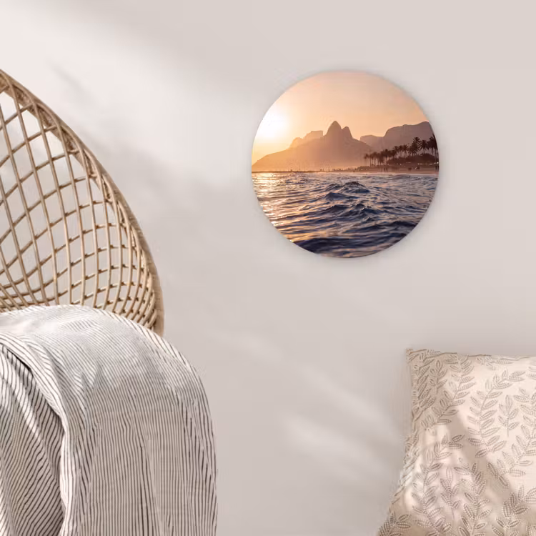 Wandcirkel - Glas - Zee - Golven - Zonsondergang - Kust - Goud — 5