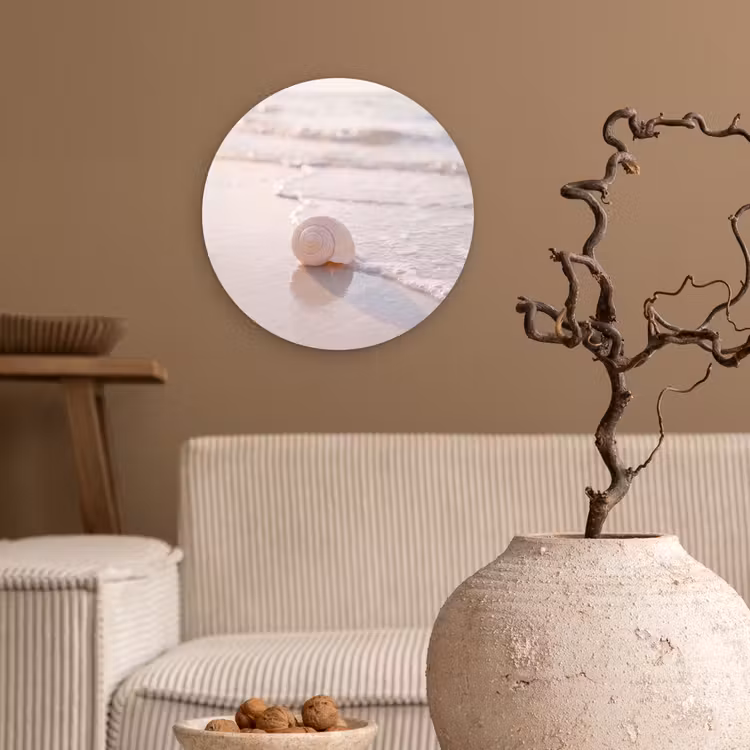 Wandcirkel - Glas - Zeeschelp - Strand - Zee - Natuur - Beige — 2