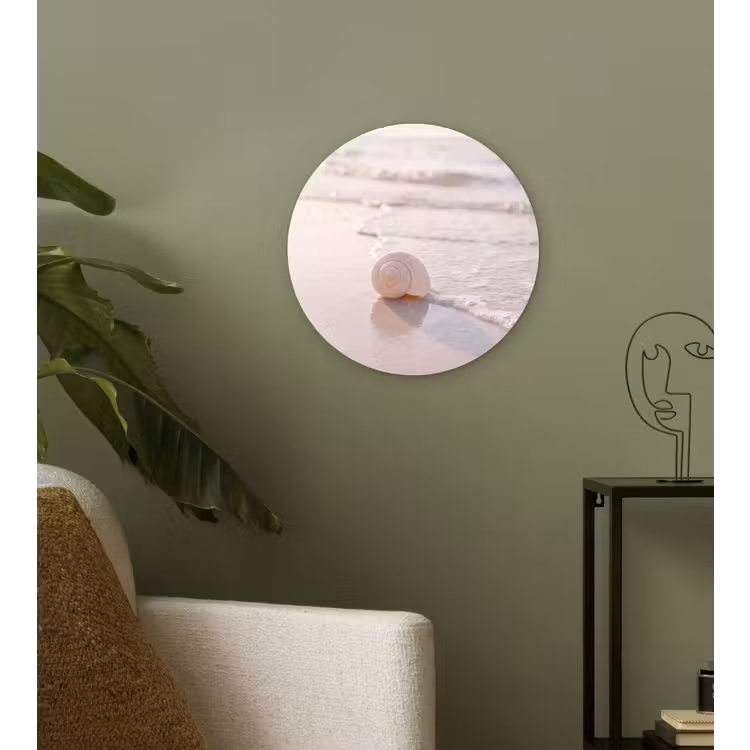 Wandcirkel - Glas - Zeeschelp - Strand - Zee - Natuur - Beige — 3