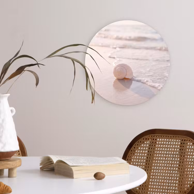Wandcirkel - Glas - Zeeschelp - Strand - Zee - Natuur - Beige — 4
