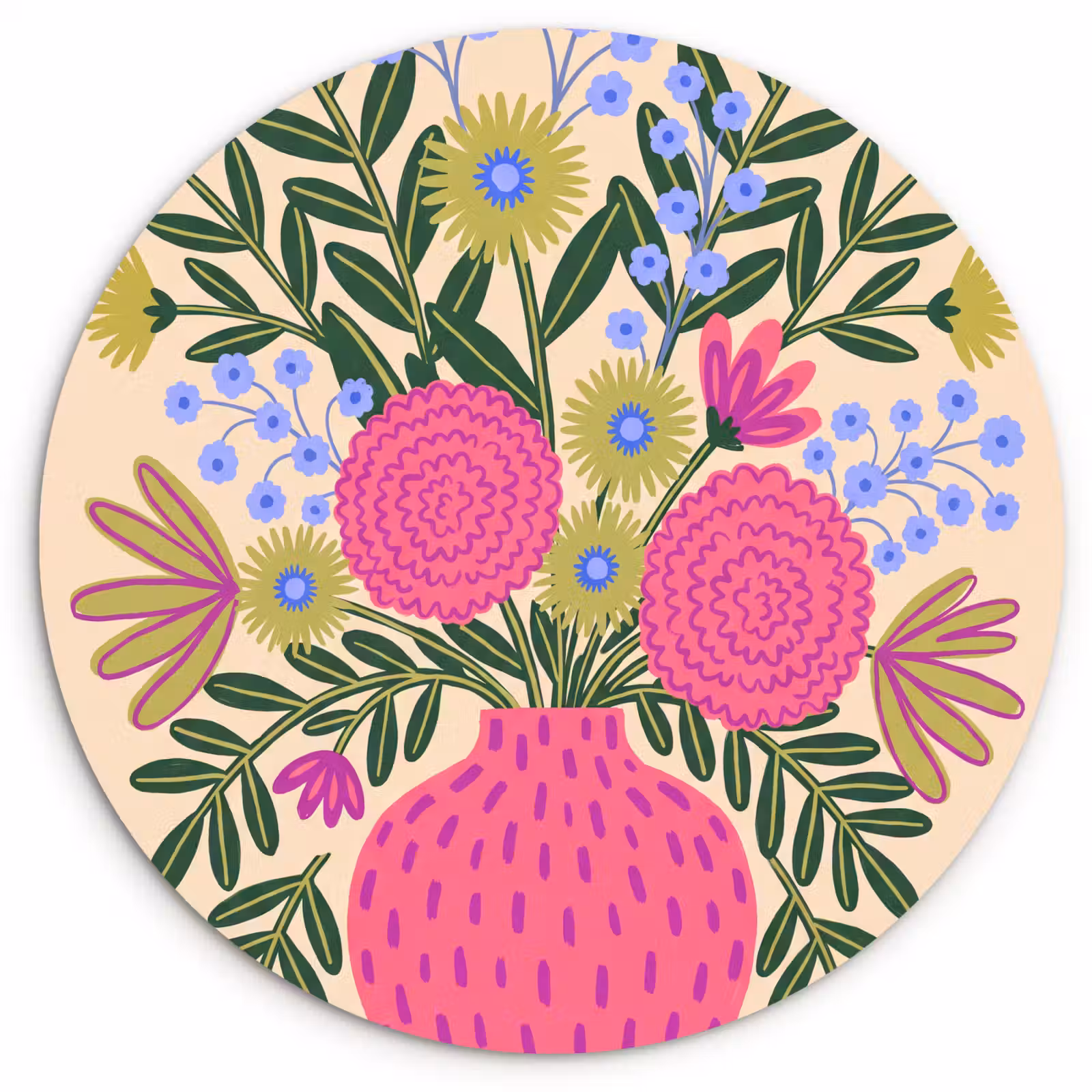 Wandcirkel - Glas - Bloemen - Boeket - Natuur - Abstract - Roze — 1