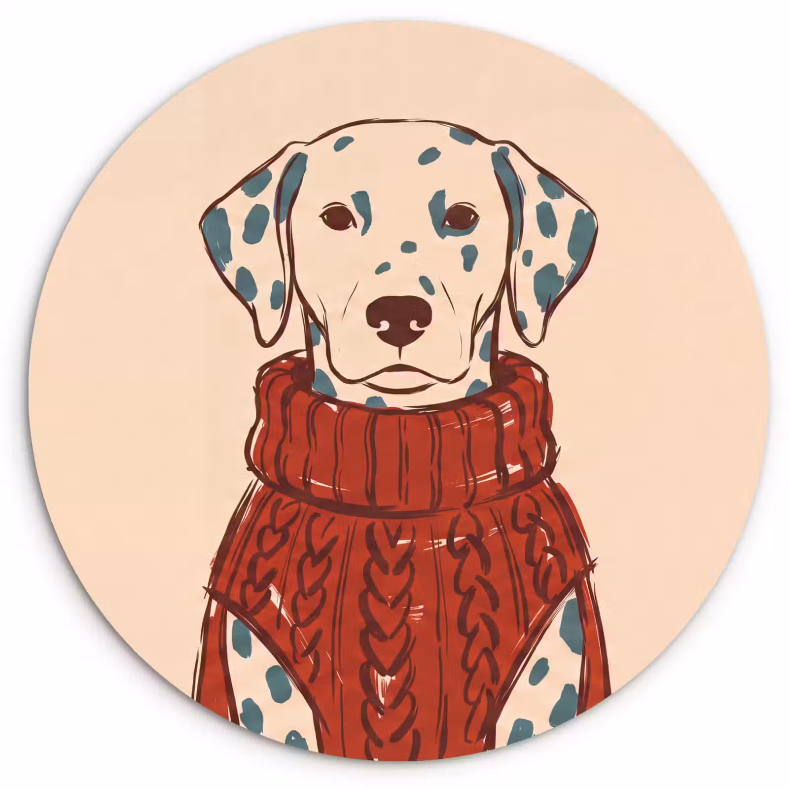 Wandcirkel - Glas - Hond - Trui - Winter - Dieren - Rood — 1