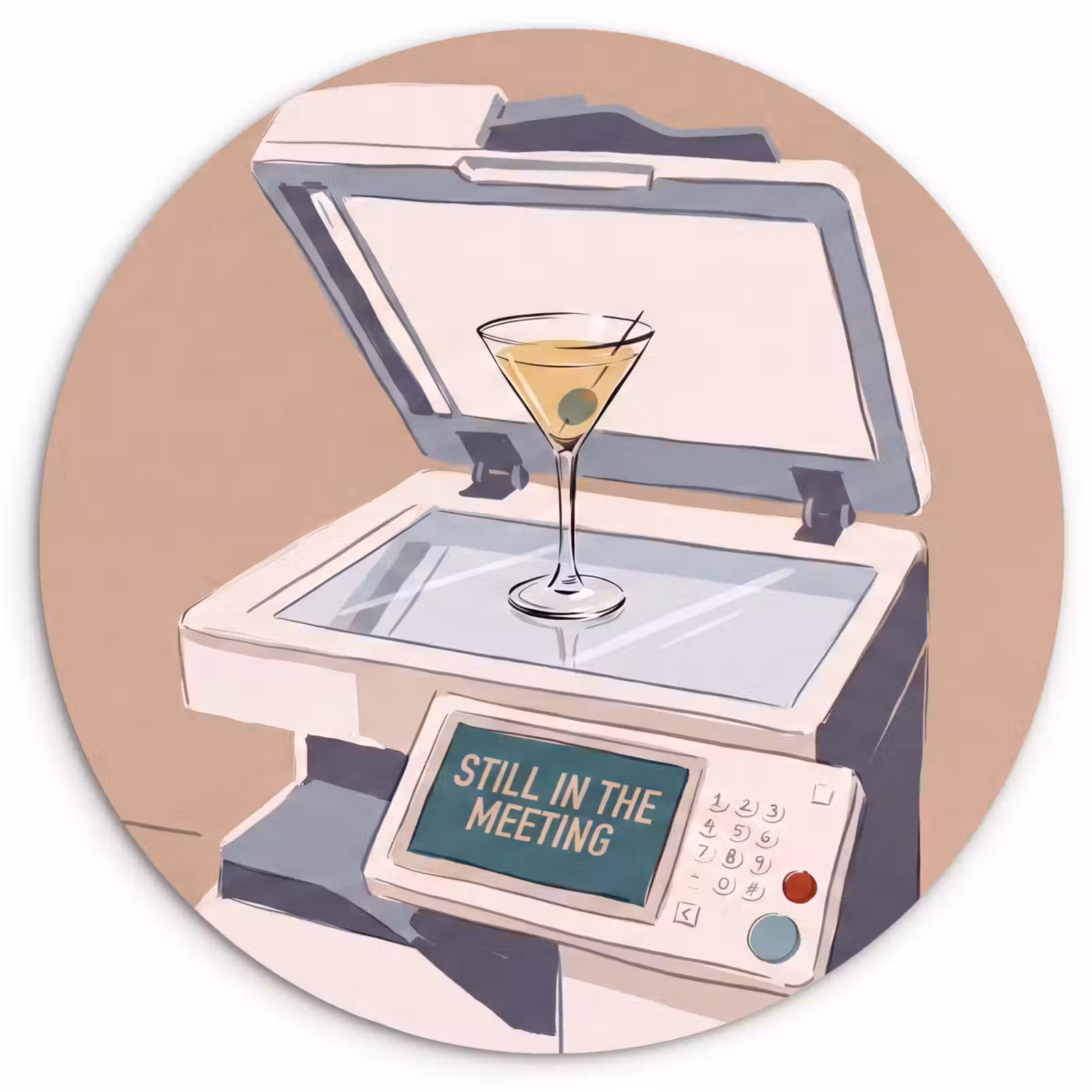 Wandcirkel - Glas - Kantoor - Drank - Humor - Illustratie — 1