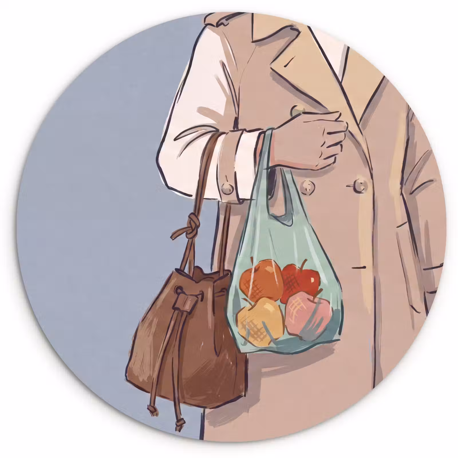 Wandcirkel - Glas - Mensen - Boodschappen - Stadsleven - Modern - Kleurrijk — 1