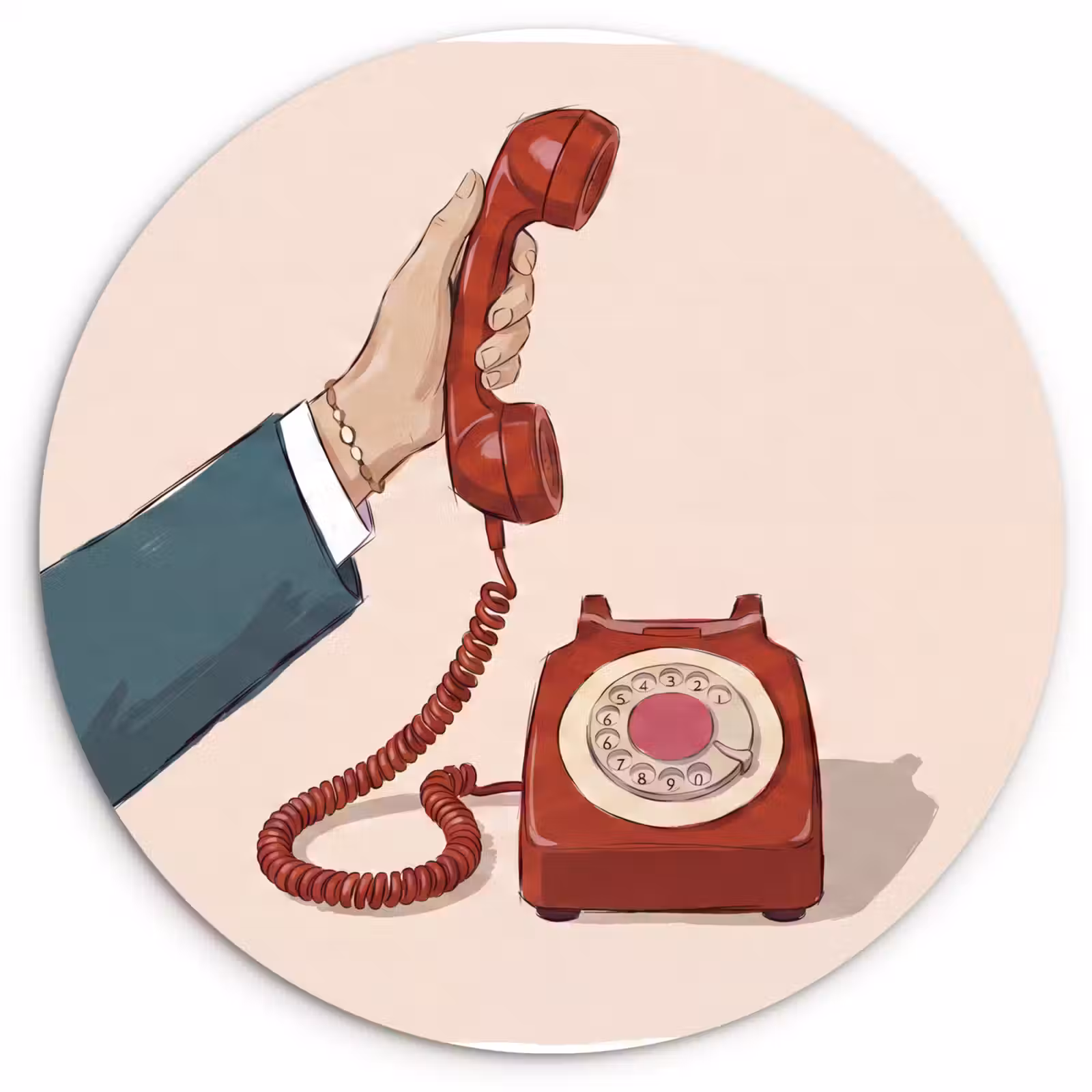 Wandcirkel - Glas - Telefoon - Hand - Vintage - Communicatie - Rood — 1