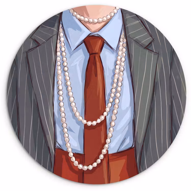 Wandcirkel - Glas - Kleding - Strik - Parels - Klassiek - Mode — 1