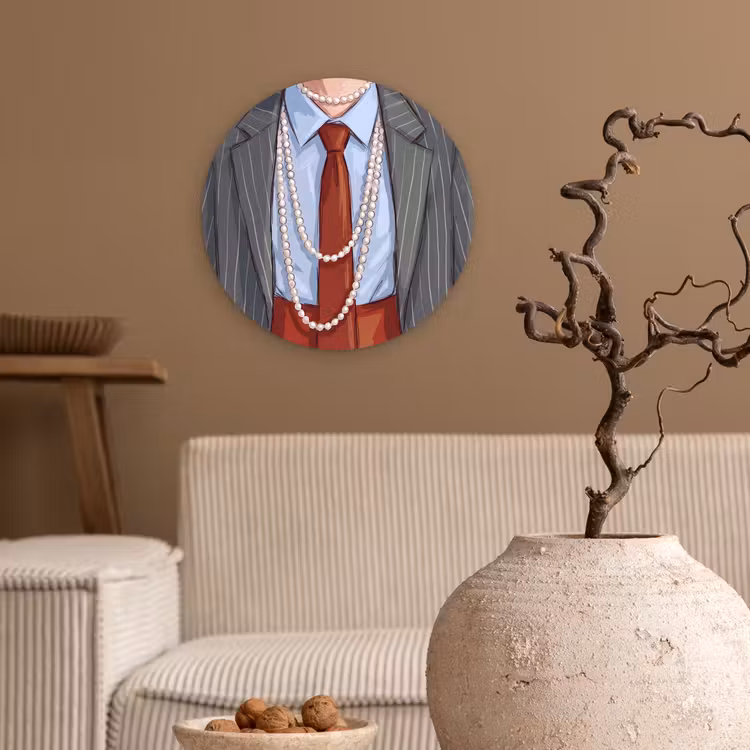 Wandcirkel - Glas - Kleding - Strik - Parels - Klassiek - Mode — 2