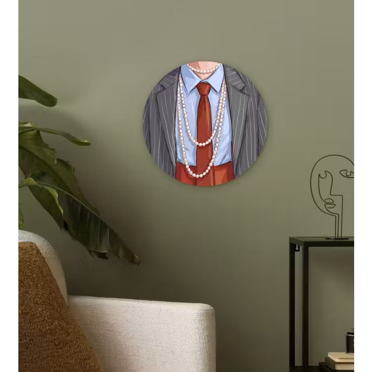 Wandcirkel - Glas - Kleding - Strik - Parels - Klassiek - Mode — 3