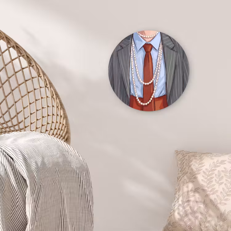 Wandcirkel - Glas - Kleding - Strik - Parels - Klassiek - Mode — 5
