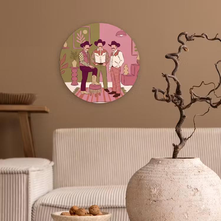 Wandcirkel - Glas - Mensen - Mannen - Hoeden - Retro - Interieur — 2