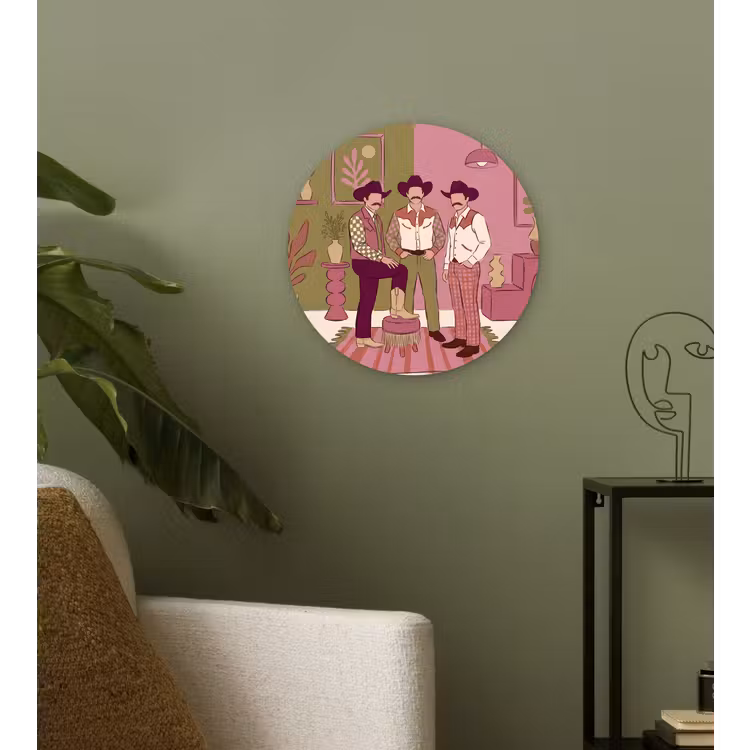 Wandcirkel - Glas - Mensen - Mannen - Hoeden - Retro - Interieur — 3