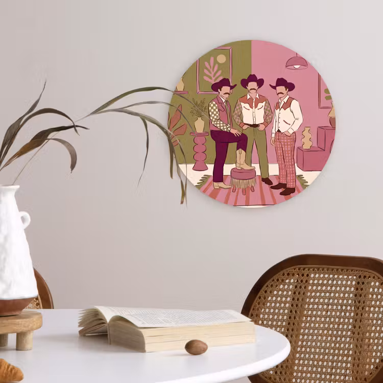 Wandcirkel - Glas - Mensen - Mannen - Hoeden - Retro - Interieur — 4