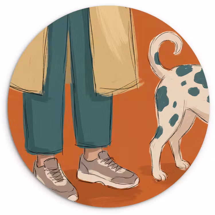 Wandcirkel - Glas - Persoon - Hond - Dieren - Illustratie - Modern — 1